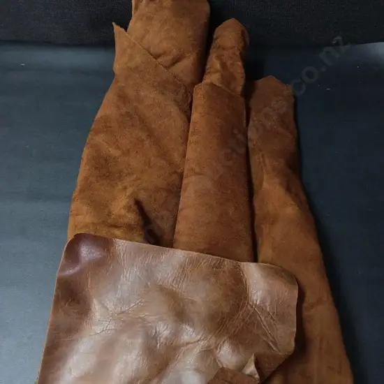 CHOCOLATE BROWN LEATHER FOR FURNITURE RE-UPHOLSTERY, 3 SHEETS, APPROXIMATELY 2.5M²