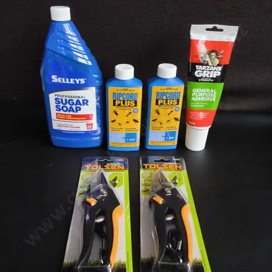 BRAND NEW GARDEN AND MAINTENANCE PRODUCTS, 6 PIECES
