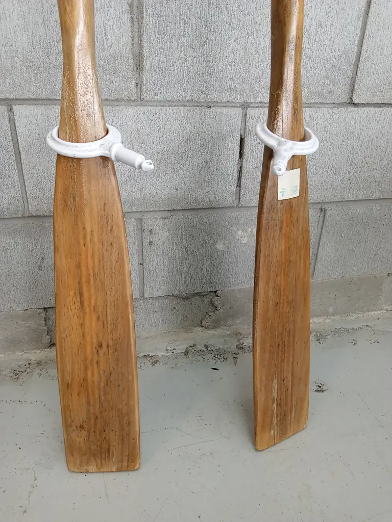 PAIR OF VINTAGE WOODEN BOAT OARS Image 1++