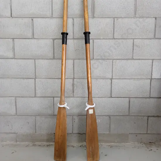 PAIR OF VINTAGE WOODEN BOAT OARS