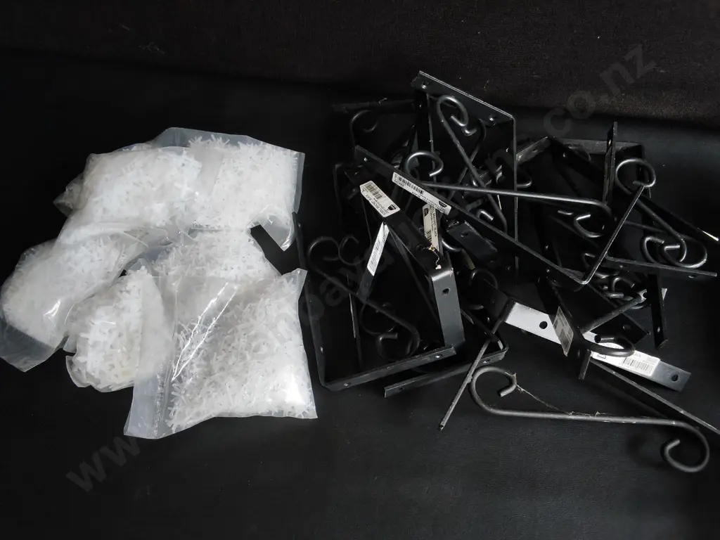 BOX OF SCROLL BRACKETS AND TILE SPACERS Image 1++