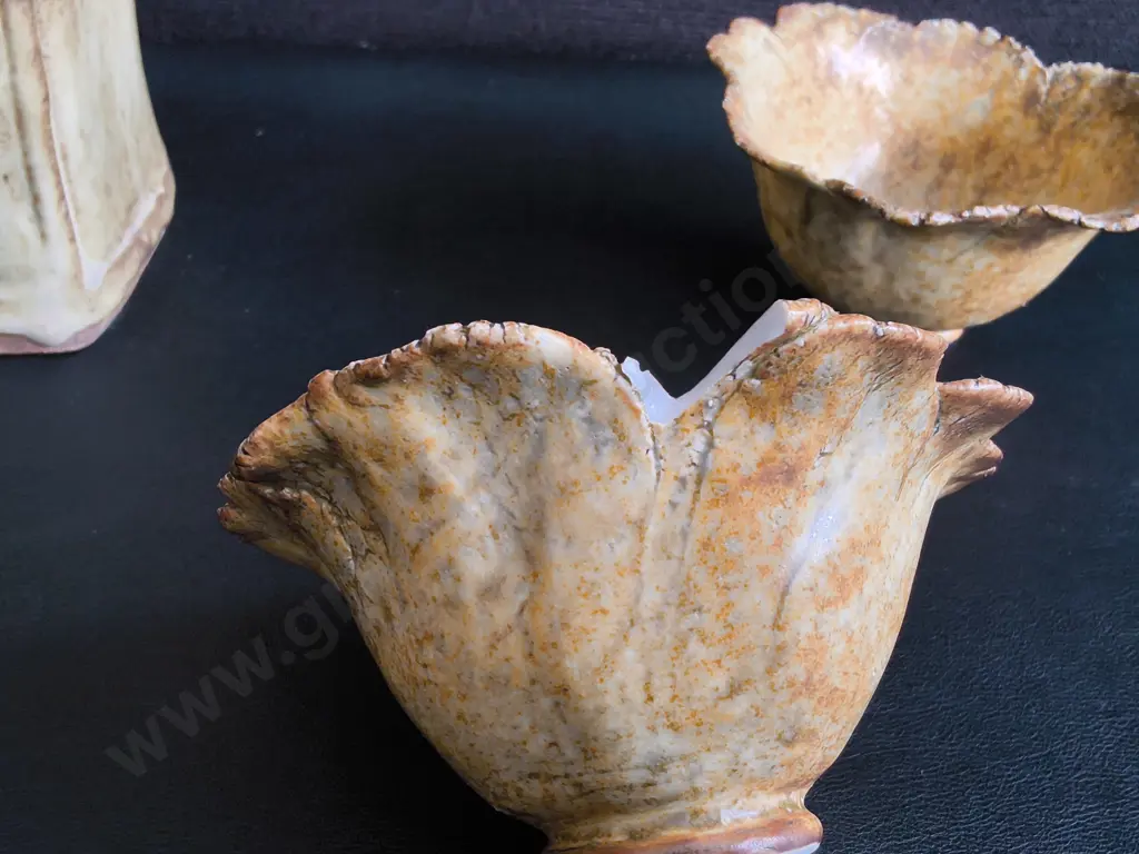 VINTAGE ART NOUVEAU STYLE CERAMICS, PAIR OF BOWLS AND VASE, TALLEST H 33 CM, DAMAGE PICTURED Image 1++