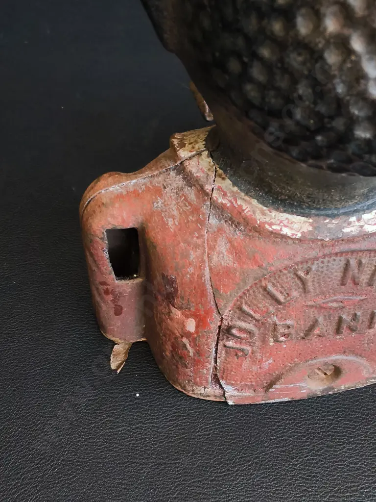 VINTAGE CAST IRON "JOLLY BOY" MECHANICAL BANK, REPAIRED, H 15 CM Image 1++