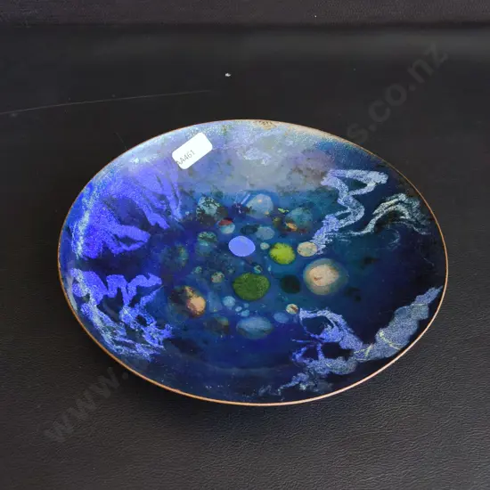 VINTAGE ENAMELED COPPER DISH, DIA 19 CM