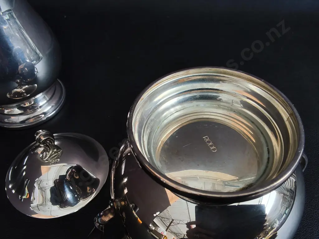 VINTAGE RODD SILVER PLATED CREAMER AND LIDDED SUGAR BOWL DUO, EPNS TEA SERVICE, TALLEST H 15 CM Image 1++
