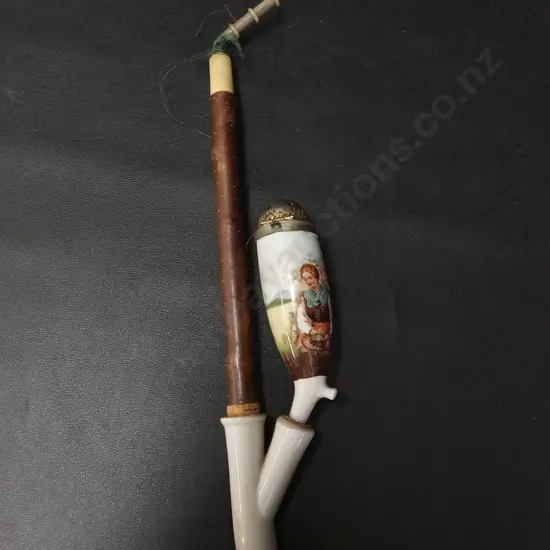 VINTAGE GERMAN PORCELAIN TOBACCO PIPE H33CM