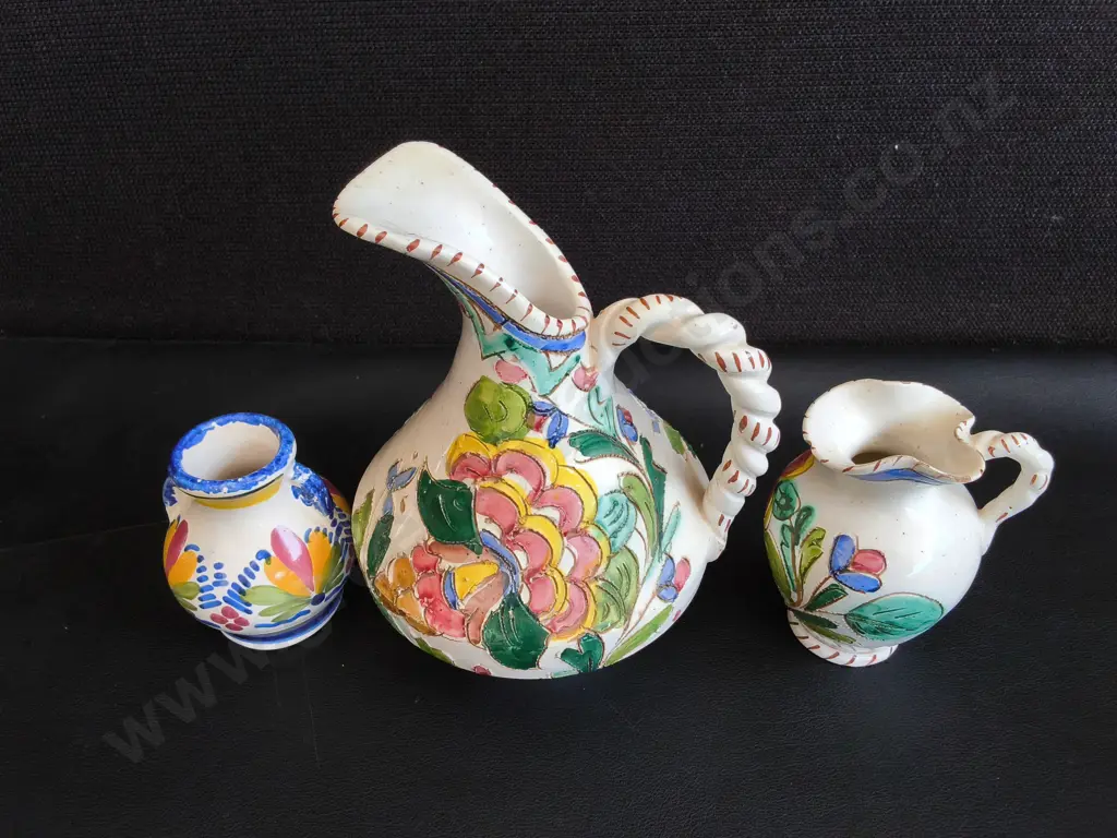 3 VINTAGE CERAMIC VASES, MADE IN FRANCE AND ITALY, TALLEST H 18 CM Image 1++