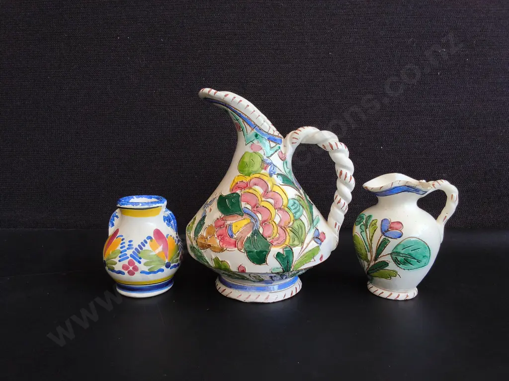 3 VINTAGE CERAMIC VASES, MADE IN FRANCE AND ITALY, TALLEST H 18 CM Image 1++