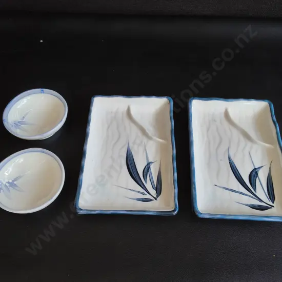 4 VINTAGE JAPANESE CERAMIC DISHES, WIDEST W 17 CM