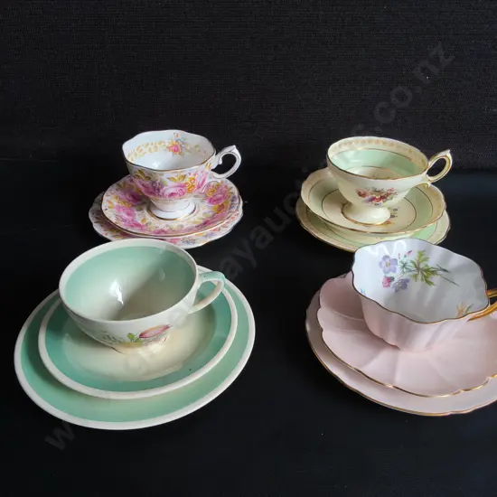4 VINTAGE TEA CUP AND SAUCERS SETS