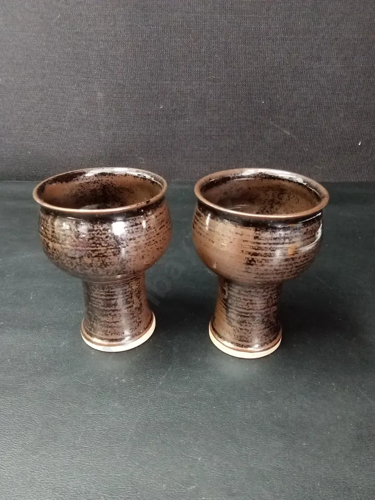 PAIR OF VINTAGE HANDMADE CUPS H11CM Image 1++