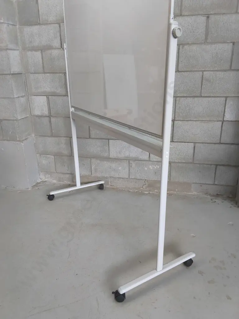 MOBILE DOUBLE SIDED PIVOTING WHITEBOARD ON WHEELS, H 1.75 M X W 1.29 M Image 1++