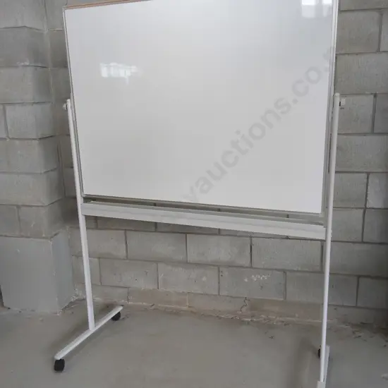 MOBILE DOUBLE SIDED PIVOTING WHITEBOARD ON WHEELS, H 1.75 M X W 1.29 M