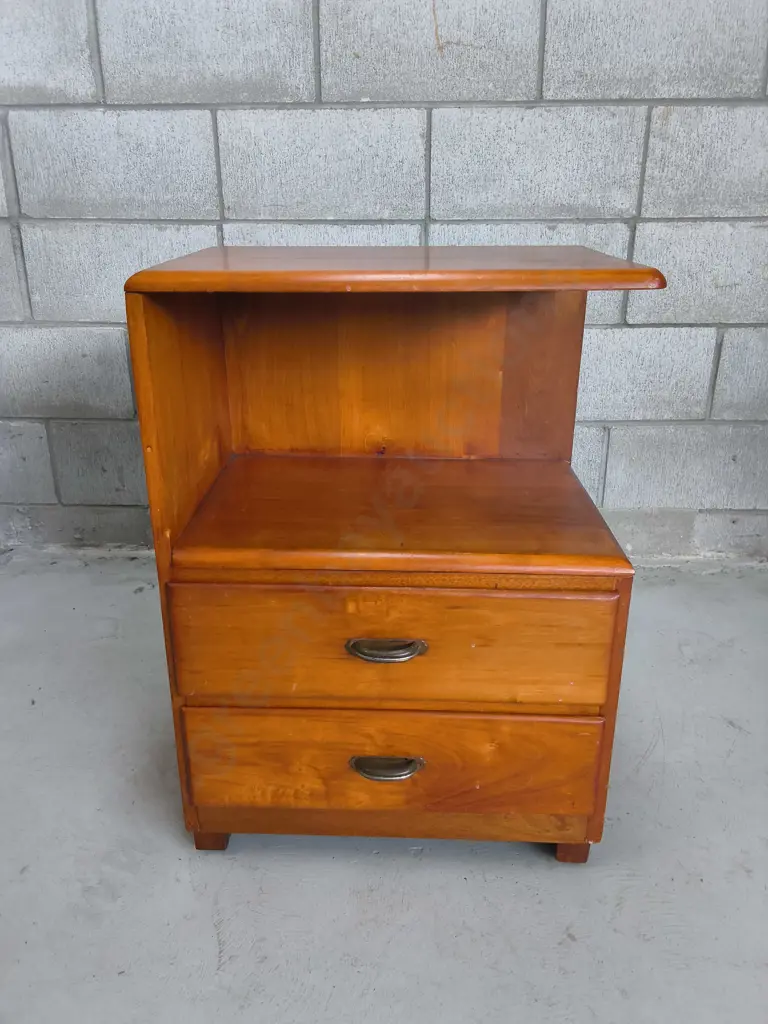 VINTAGE WOODEN BEDSIDE TABLE WITH OPEN UPPER SHELF, H 71 CM X W 51CM X D 35 CM Image 1++