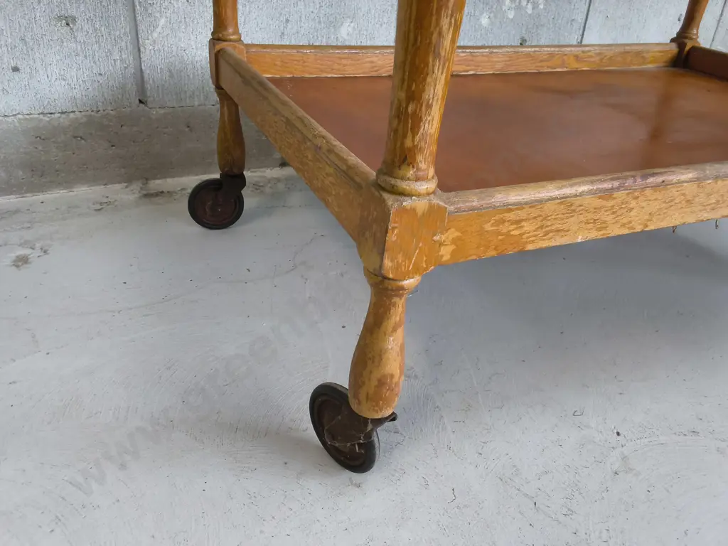 VINTAGE WOODEN TEA TROLLEY/ BAR CART, H 68 CM X W 75 CM X D 48 CM Image 1++