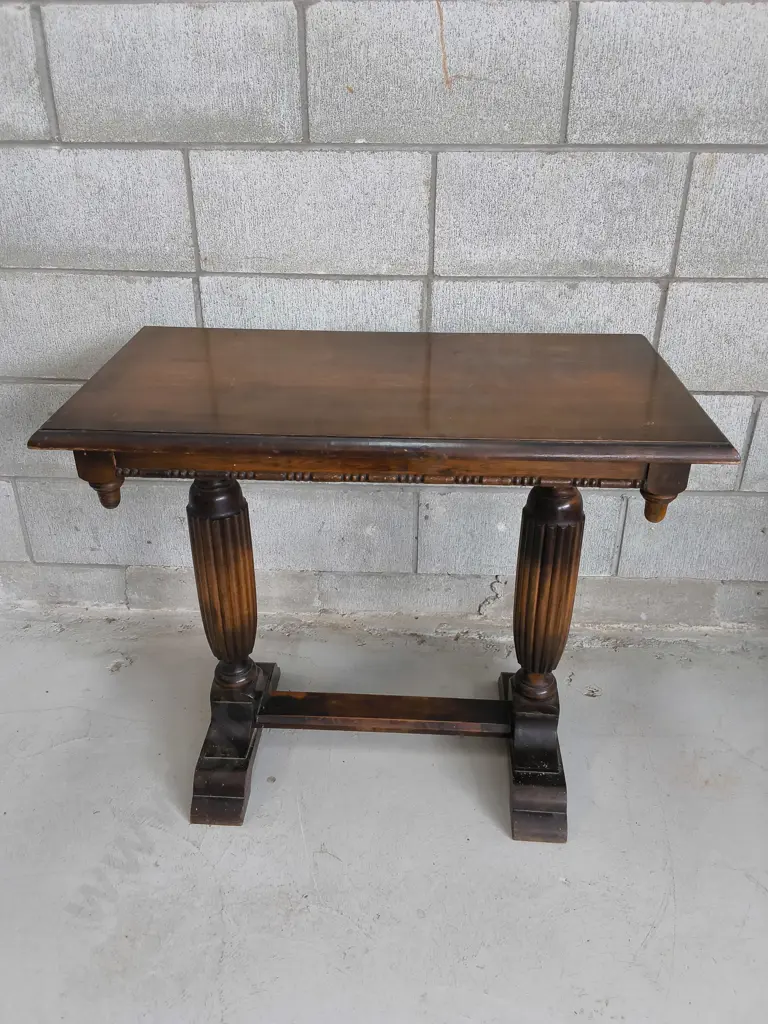 VINTAGE JACOBEAN REVIVAL LIBRARY TABLE, SOLID WOOD CONSOLE, H 67 CM X W 78 CM X D 42 CM Image 1++