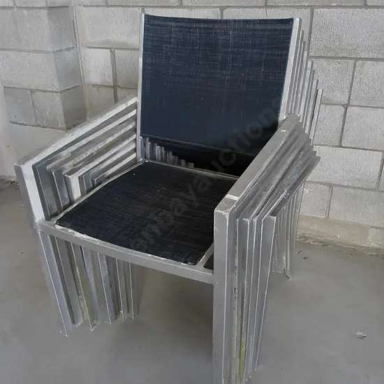 8 OUTDOOR STACKING ARM CHAIRS