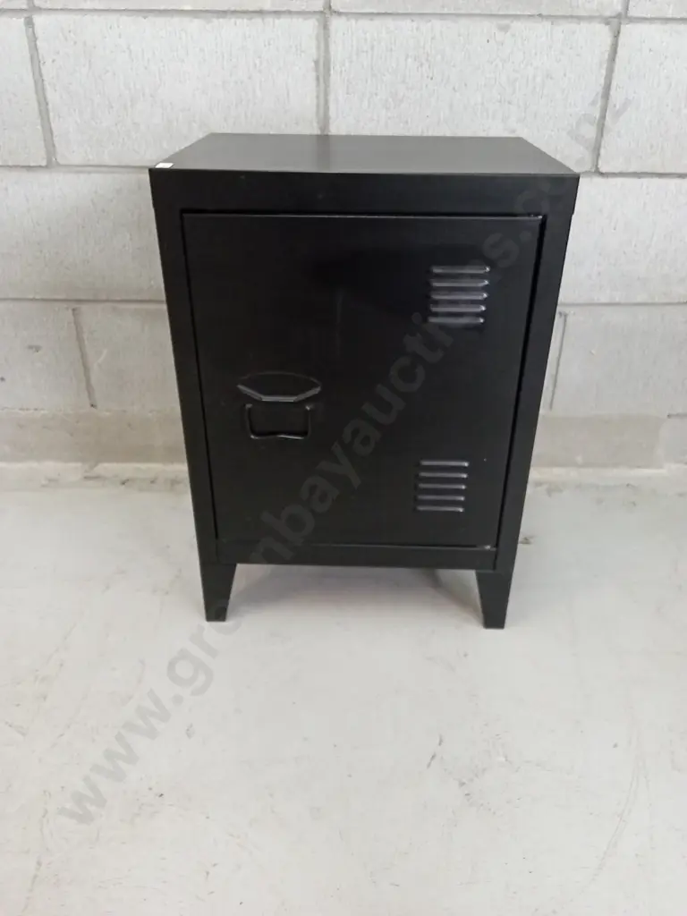 BLACK METAL BEDSIDE CABINET, H 57CM X W 41CM X D 31CM Image 1++
