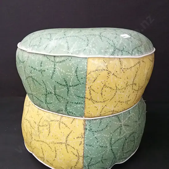 VINTAGE 1960'S ROUND FLOOR POUFFE OTTOMAN H34CM