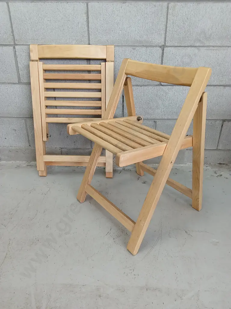 PAIR OF WOODEN FOLDABLE DINING CHAIRS, 67CM Image 1++