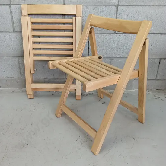 PAIR OF WOODEN FOLDABLE DINING CHAIRS, 67CM