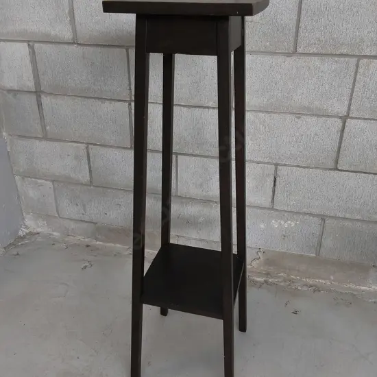DARK WOODEN PLANT STAND, H 1.1 M X W 29 CM X D 29 CM