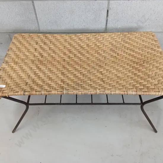 VINTAGE RATTAN COFFEE TABLE, H 38CM X W 76CM X W 42CM