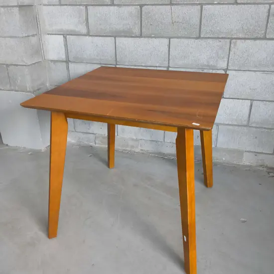 MID CENTURY WOODEN TABLE, H  76 CM X W 80 CM X D 80 CM