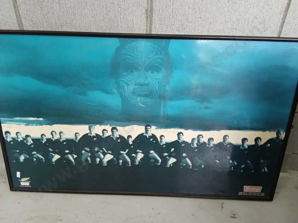 3 VINTAGE ALL BLACKS FRAMED PRINTS, LARGEST IS 60CM X 102CM Image 1++