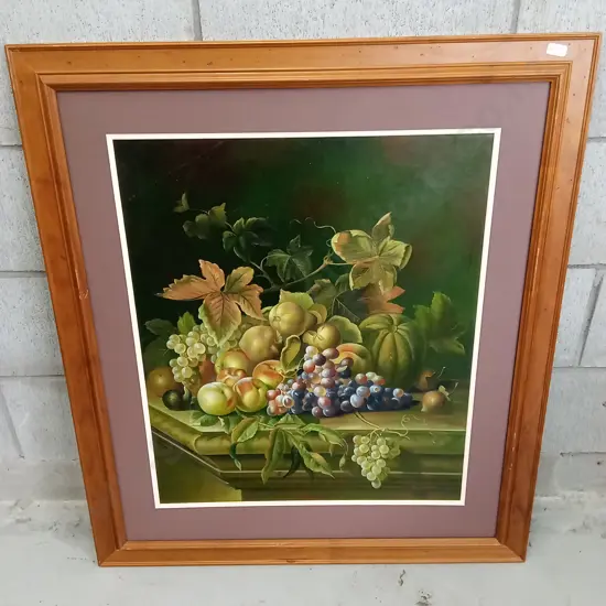 FRAMED STILL LIFE CANVAS PAINTING, 86CM X 75CM