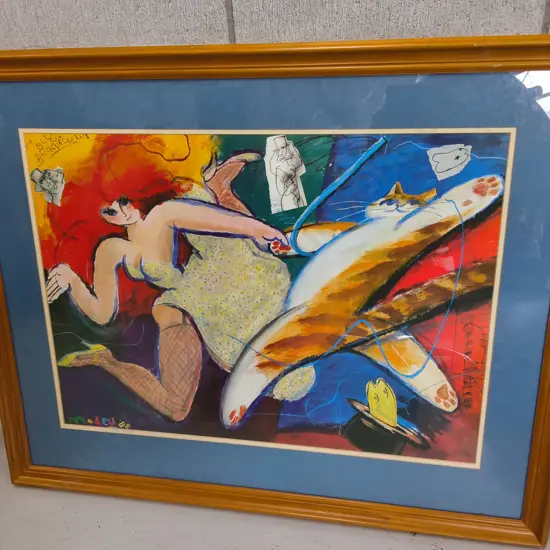 FRAMED MICHAEL LEU "HELLO BROADWAY" VINTAGE PRINT, H 75 CM X W 92 CM