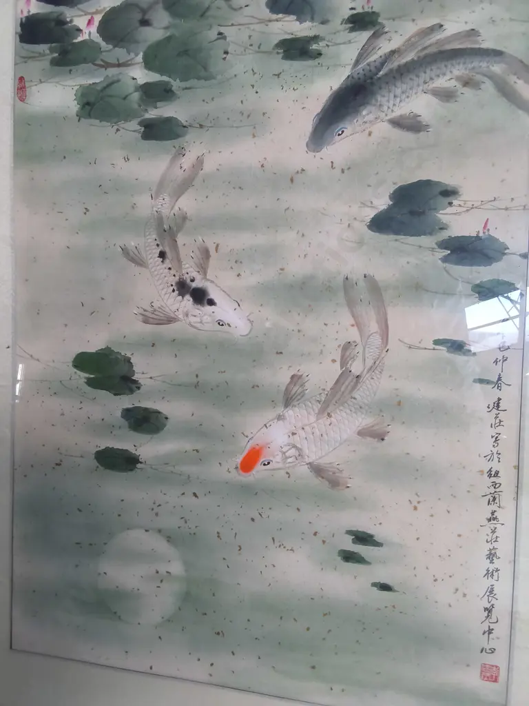 FRAMED TRADITIONAL CHINESE WATERCOLOR PAINTING, H 1.2 M X W 87 CM Image 1++