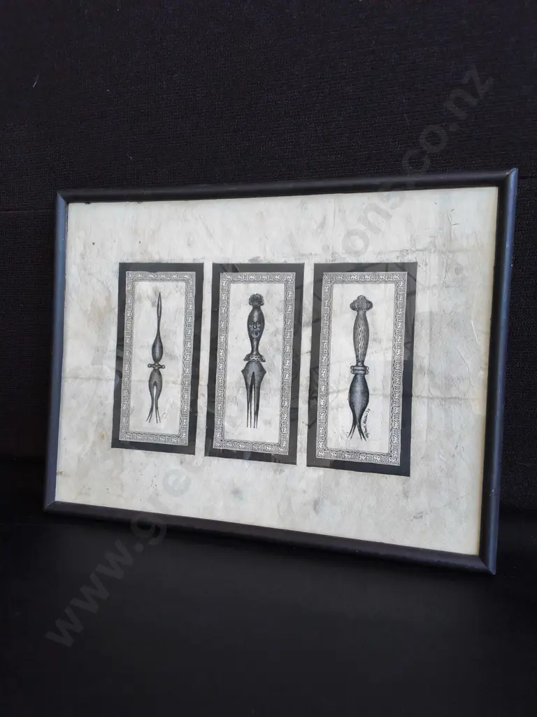VINTAGE FRAMED TRIPTYCH ART PRINT, H 33 CM X 43 CM Image 1++