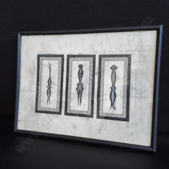 VINTAGE FRAMED TRIPTYCH ART PRINT, H 33 CM X 43 CM
