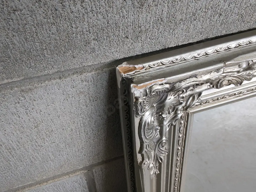 RECTANGULAR WALL MIRROR, SILVER TONED FRAME, H 74 CM X W 1.14 M, DAMAGE PICTURED Image 1++