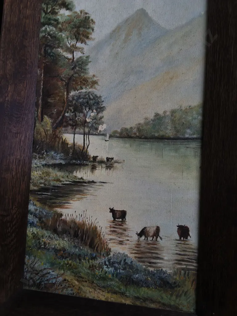 VINTAGE FRAMED LANDSCAPE PAINTING, H 69 CM X W 38 CM Image 1++