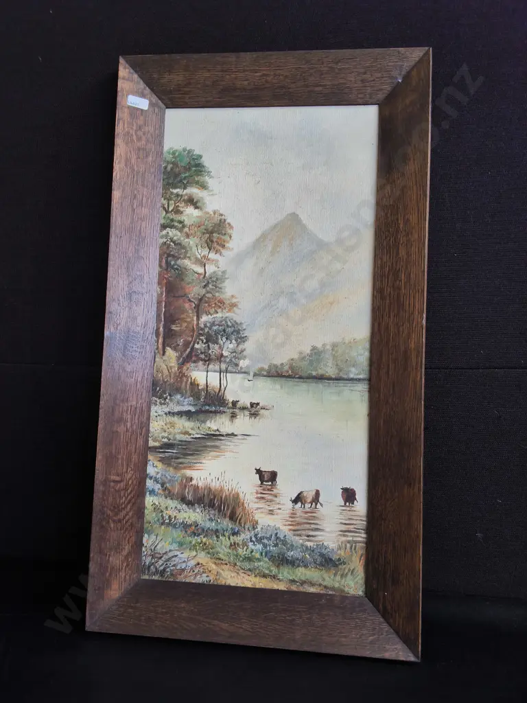 VINTAGE FRAMED LANDSCAPE PAINTING, H 69 CM X W 38 CM Image 1++