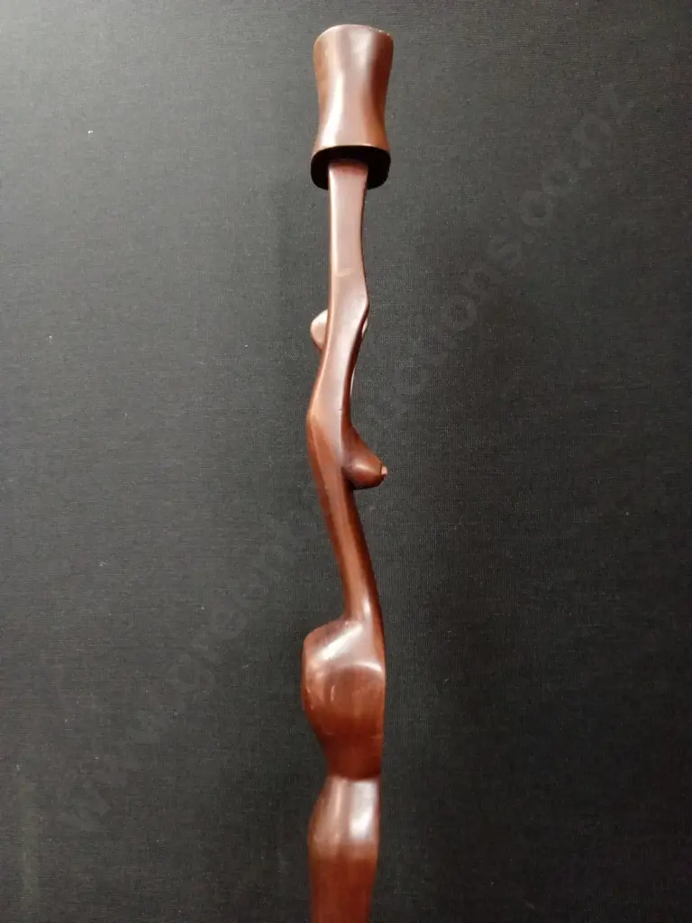 HAND-CARVED WOODEN SCULPTURAL CANDLESTICK HOLDER H88CM Image 1++