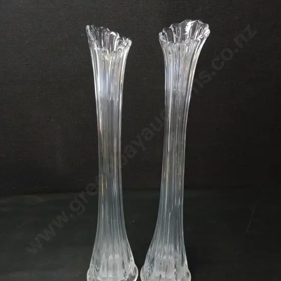 2 VINTAGE SWING GLASS VASES H43CM