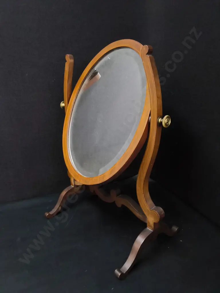 VINTAGE MAHOGANY FRAMED OVAL SWING DRESSING TABLE MIRROR, H 60 CM Image 1++