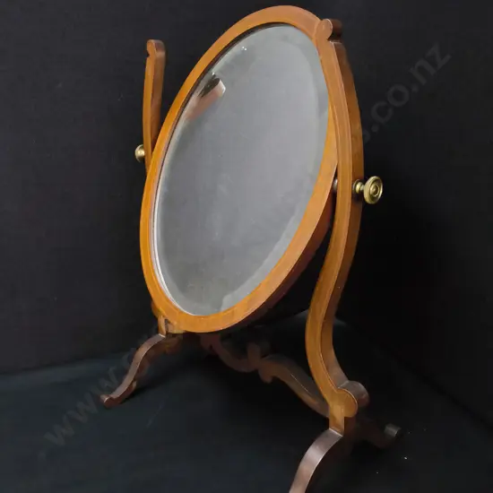 VINTAGE MAHOGANY FRAMED OVAL SWING DRESSING TABLE MIRROR, H 60 CM