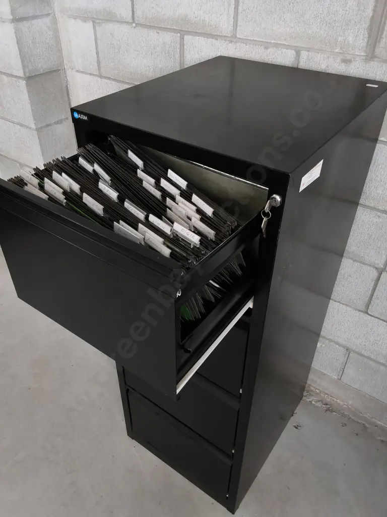 BLACK STEEL FILING CABINET, H 1.29 M X W 49 CM X D 57 CM Image 1++