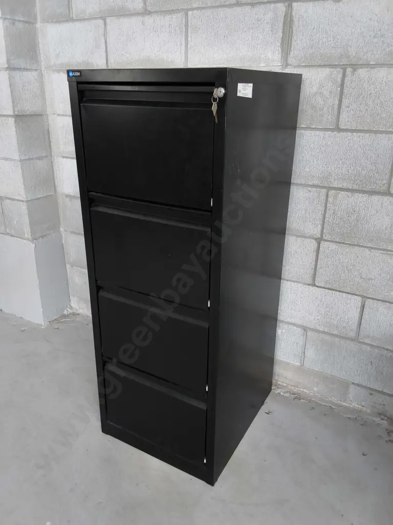 BLACK STEEL FILING CABINET, H 1.29 M X W 49 CM X D 57 CM Image 1++