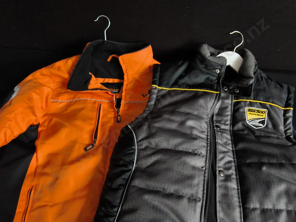 FRAM RACING JACKET SIZE L, AND ITM PUFFER VEST SIZE M Image 1++