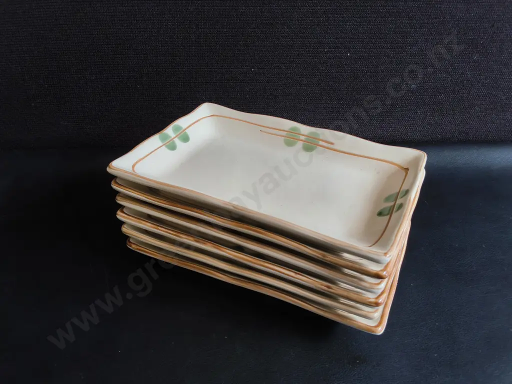 VINTAGE TAKITO CO. JAPANESE CERAMIC YAKIMONO PLATES, SET OF 6, W 20 CM Image 1++
