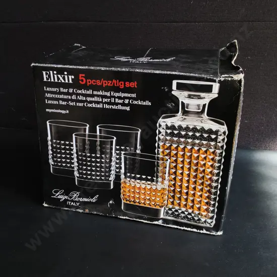 LUIGI BORMIOLI MIXOLOGY ELIXIR 5 PIECE WHISKY SET, MADE IN ITALY, BOXED