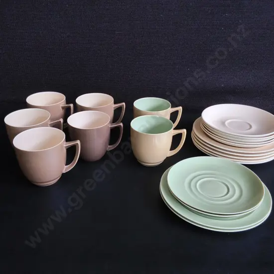 VINTAGE 1950S BRANKSOME CHINA TWO TONE COFFEE AND TEA SET, 21 PIECES