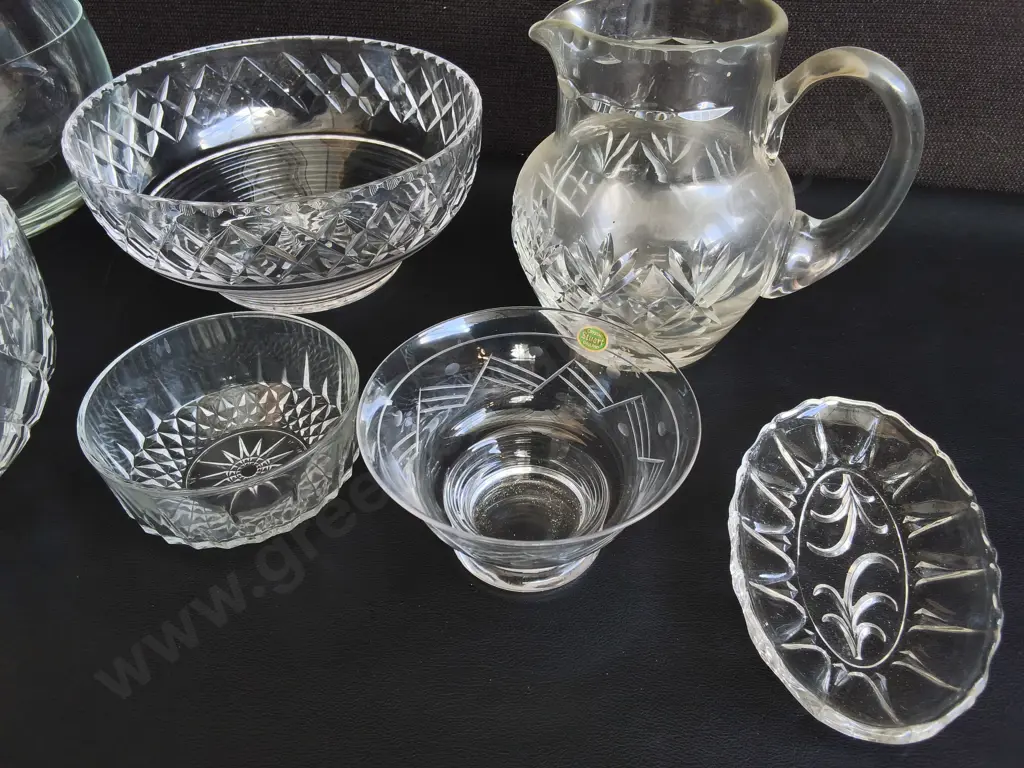 MIX OF VINTAGE GLASSWARE, INCLUDING STUART CRYSTAL AND ARCOROC FRANCE, 7 PIECES, TALLEST H 16 CM Image 1++