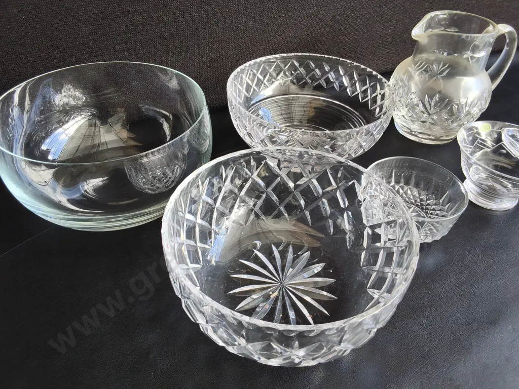 MIX OF VINTAGE GLASSWARE, INCLUDING STUART CRYSTAL AND ARCOROC FRANCE, 7 PIECES, TALLEST H 16 CM Image 1++