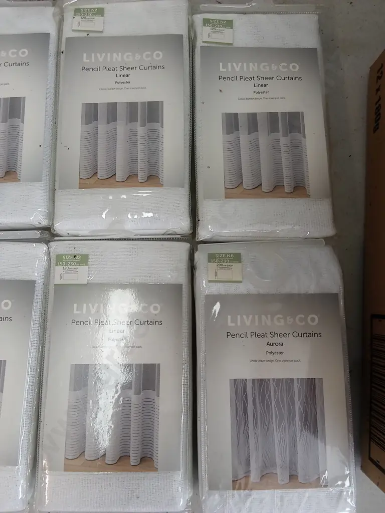 BOX OF NET CURTAINS, 8X 120CM DROP AND 4X 200CM DROP Image 1++